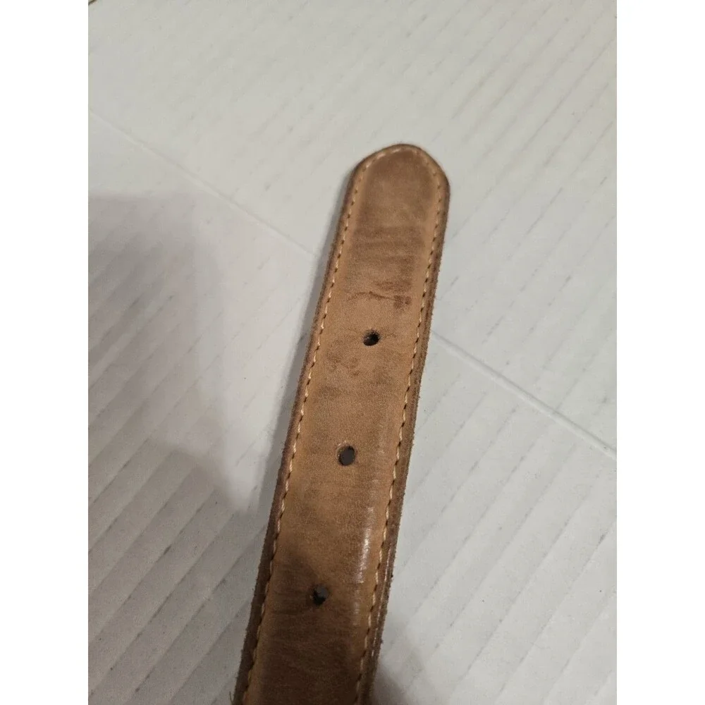 Fossil Leather Womens Girls Leather Belt Tarnished Brass Buckle, Size M